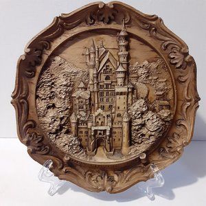 Vintage Germany Hand Carved Wood Resin 3D Relief Wall Plaque Signed G. Muraro